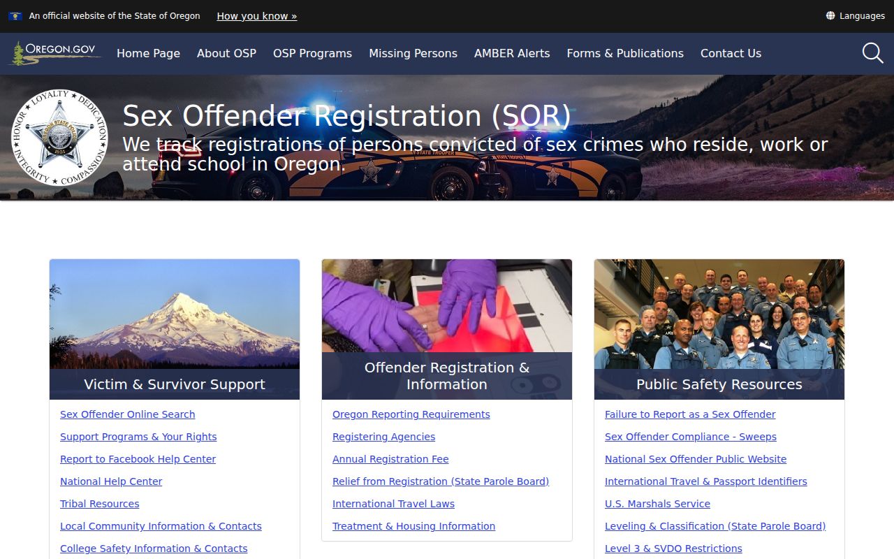 Clackamas County sex offender check Oregon State Police registry program