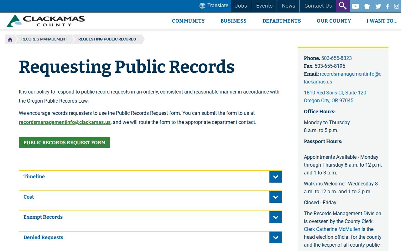 Clackamas County Sheriff records policy for Happy Valley police reports