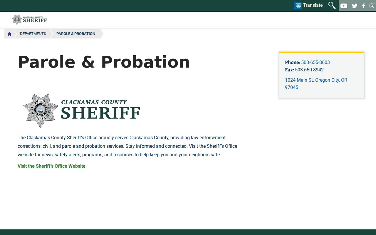 Clackamas County Community Corrections official programs page