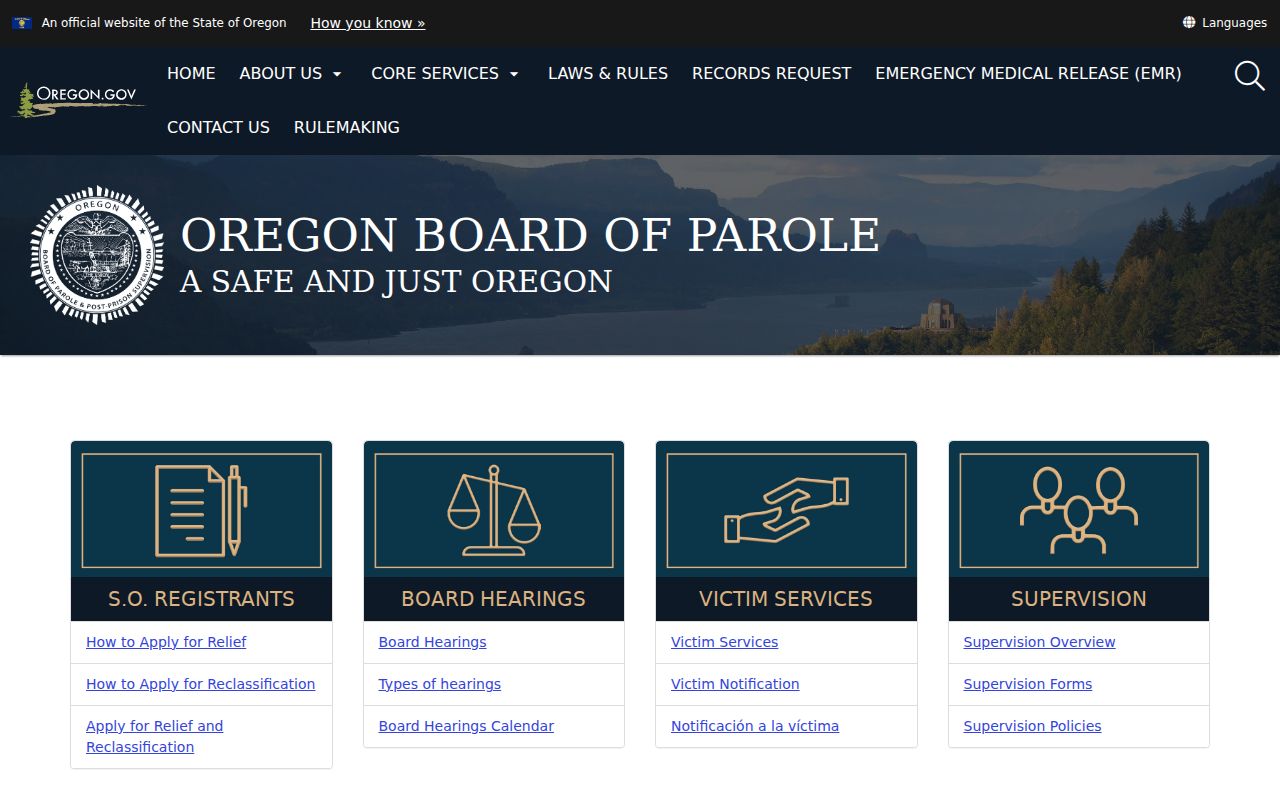 Oregon Board of Parole and Post-Prison Supervision official page