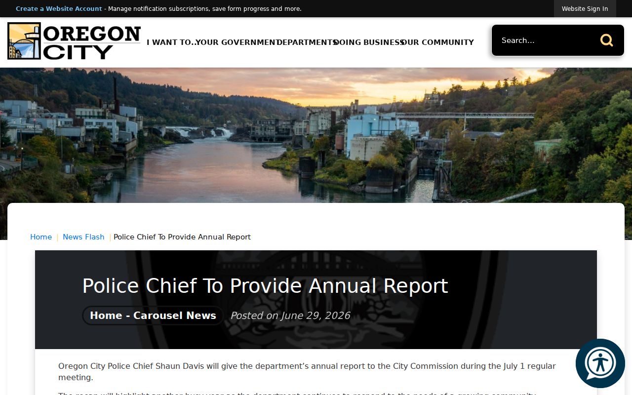 Oregon City criminal records police annual statistics